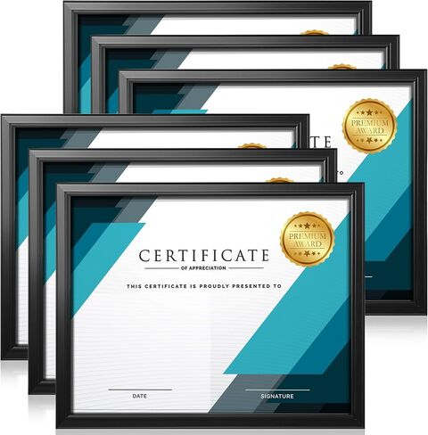 LaVie Home 8x10 Picture Frame Set of 6, Display Picture 5x7 with Mat or 8x10 Without Mat, 8x10 Frame with HD Plexiglass for Wall or Tabletop, Black Classic Collection in Saudi Arabia