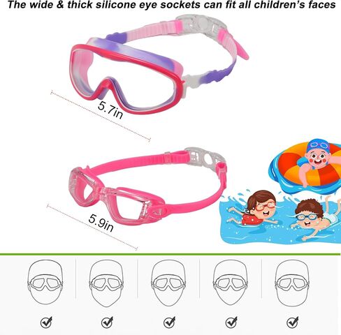 2 Pack Kids Swim Goggles, One-Piece Lens & Compact Style Swimming Glasses for Children and Early Teens from 3 to 15 Years Old in Saudi Arabia