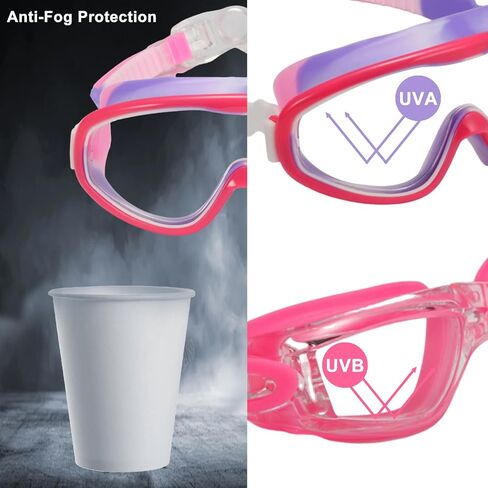 2 Pack Kids Swim Goggles, One-Piece Lens & Compact Style Swimming Glasses for Children and Early Teens from 3 to 15 Years Old in Saudi Arabia