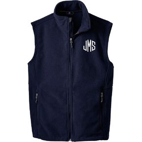 Cotton Sisters Men's Monogrammed Fleece Vest - Personalized Navy Fleece Vest in Saudi Arabia