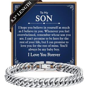 IEFLIFE Fathers Day Gift - Fathers Day Gift for Husband Dad Daddy Boyfriend Men, Silver Stainless Steel Cuban Link Chain Bracelet for Him, Birthday Gifts for Him Bracelet Jewelry in Saudi Arabia