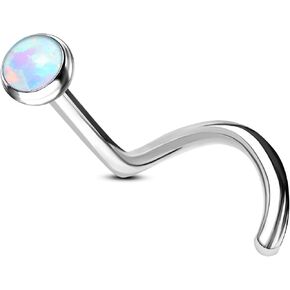 Opal Titanium Nose Rings Stud, 18G Nose Screw Ring, Surgical Steel Nose Nostrial Piercing Jewelry in Kuwait
