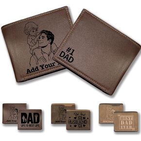 Custom Wallet for Men, Dad PU Leather Wallet with Engraved Name for Father's Day Dad Love You Personalized Unique Design Wallet for Him, Father, Boyfriend, Husband, Grandpa, Son in Saudi Arabia