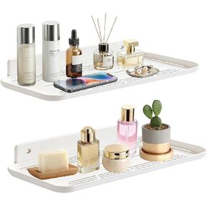 FAYYGYH Adhesive Floating Shelves No Drill Floating Shelf for Wall Storage Damage-Free Wall Mounted Organizer for Bathroom, Kitchen, Bedroom & Office (Black, 2 PCS) in Saudi Arabia
