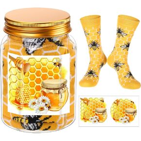 Glitopper Funny Bee Socks in a Jar 12oz Honey Jar with Yellow Novelty Socks Gifts Bees Theme Sock Gift for Women Beekeeper Lover for Birthday Party Favors World Bee Day Wedding Honeycomb Gift in Kuwait