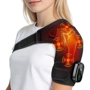 Shoulder Heating Pad with Massage for Pain Relief, Cordless Heated Shoulder Wrap for Rotator Cuff & Frozen Shoulder, Portable Heated Shoulder Massager Pad for Home Travel in Saudi Arabia