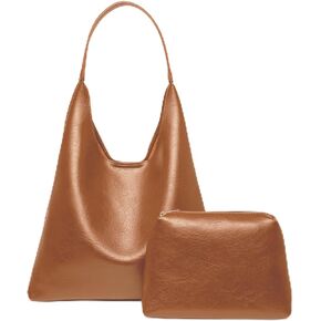 Hobo Tote Bag for Women, Large Capacity Soft Vegan Leather Shoulder Bag with Inner Pouch for Work Casual in Saudi Arabia