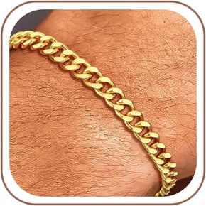 925 Sterling Silver Cuban Link Bracelet for Men, 5MM Cuban Chain Bracelet Diamond Cut 14K Gold Plated Bracelets Gifts for Boyfriends Father Husband in Saudi Arabia