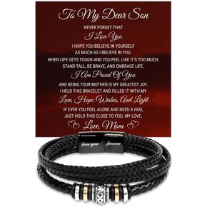 To My Son - Love You Forever Bracelet, Jewelry for Men with Heartfelt Message Card for Birthday, Graduation, or Christmas, Sentimental Gift from Mom in Saudi Arabia