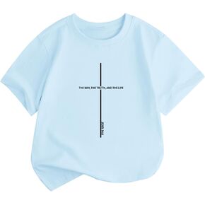 Girls Christian Cross Shirts Jesus Faith God Bible Verse T Shirt for Kids The Way The Truth The Life Graphic Tees in Saudi Arabia