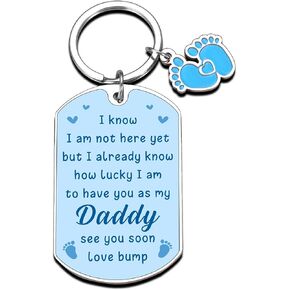 First Fathers Day Giifts for New Dad, 1st Father's Day Keychain for New Daddy, Pregnancy Announcement Gift for Husband Step Dad, Daddy to Be Gift for 1st Time Dads, Bule Keychain for Expecting Father in Saudi Arabia