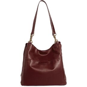 American Leather Co. Austin Triple-Entry Bucket Bag, Cordovan Brown, Hobo Shoulder Bag for Women with Center Zip, Slip Pockets & Removable Shoulder Strap, Functional & Fashionable Handbags for Women in Saudi Arabia