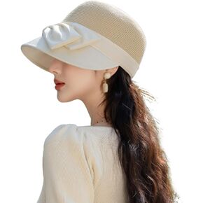 Spring Summer Sun Straw Caps UV 50+ Protection Bowknot Fedora Wide Brim Elegant Hats for Women in Saudi Arabia