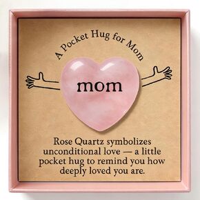 Odrano Rose Quartz Pocket Hug Gift for Mom, Heart Crystal Keepsake for Mother with Sentimental Card, Appreciation Gift from Daughter Son for Birthday, Thank You, Long Distance (Rose) in Saudi Arabia