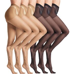 6 Pairs Sheer Tights for Women, 20D Ultra Sheer Pantyhose with Control Top, Daily Multi-Pack in Saudi Arabia