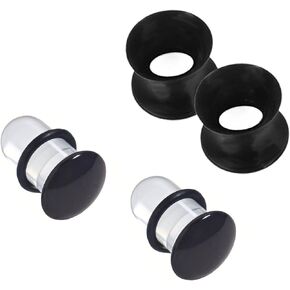 Glass Gauge for Ears Stretching Kit and Silicone Gauge Double Flared Flesh Ear Gauges for Women/Men,2 Pairs,2G/0G/00G Ear Plugs in Saudi Arabia