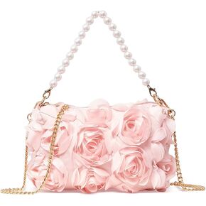EKEKEKEN Clutch Purses for Women,Chiffon 3D Floral Evening Handbag,Pearl Beaded Bag for Wedding, Prom, Party | Flower in Saudi Arabia