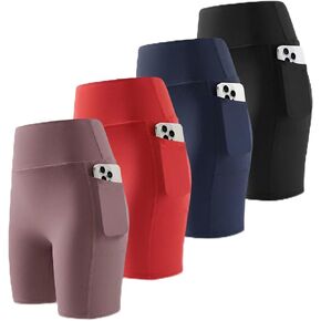 SPICE UNION 4 Pack Womens Biker Shorts with Pockets Athletic Yoga Shorts for Women Gym Workout Casual in Saudi Arabia