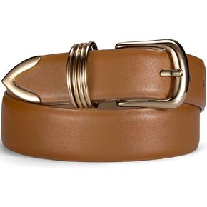 Women's Leather Belts for Jeans Dresses Pants Fashion Waist Belt Elegant Ladies Belts for Women with Gold Buckle in Saudi Arabia