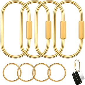 Gold Carabiner Keychain – Solid Brass Screw Lock Carabiner with Key Rings in Saudi Arabia