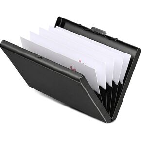 Black Metal Credit Card Holder, 6 Slot Stainless Steel Credit Card Wallet, Small Black Business Cards Holder for Women Men (3.7×2.6 inch) in Kuwait