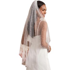 Pearl Veils Elegant Wedding Bridal Veil with Comb for Brides in Saudi Arabia