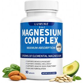 Lumine Magnesium Complex 1000mg - 8 Forms for Night & Muscle Support | 1000mg 8-in-1 magnesium blend with glycinate, citrate & malate supports muscle function, calm routines & energy metabolism. in Saudi Arabia