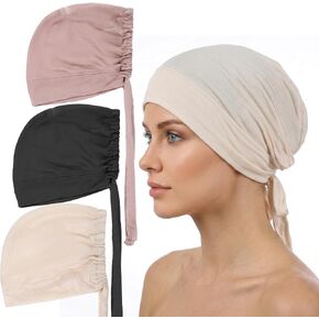 3 Pcs No Slip Cotton Hijab Undercaps for Women, Comfortable Hijab Caps Islamic Muslim Under Hijabs Cap Inner Under Scarf Hijabs for Women Muslim in Saudi Arabia