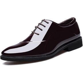 Men's Patent Leather Tuxedo Dress Shoes Classic Lace-up Formal Business Oxford Wedding Shoes in Saudi Arabia
