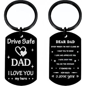 1 Piece Double-Sided Engraving Drive Safe Keychain for Him Father Papa Gifts Dad from Daughter Son, Father's Day Keychain for Dad from Daughter Son, for Husband from Wife in Saudi Arabia