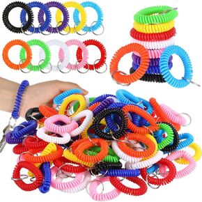 150Pcs Colorful Wrist Keychain, Spiral Keychain Bracelet Wrist Coil Key Chains,10 Color Stretchy Plastic Wristlet Keychains, Wristband Key Ring for Outdoor, Gym, Pool, Sauna, ID Badge, Sports in Saudi Arabia