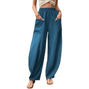 BIVENANT Womens Casual High Waist Pants Spring Summer Trendy Wide Leg Slacks Trouser Travel Vacation Outfits with Pocket in Saudi Arabia