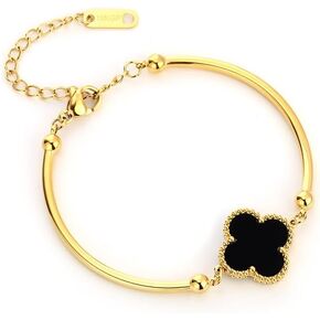 Waterproof Four-Leaf Clover Bracelet,Adjustable Link Double Sided Jewelry, Lovely Fashion Jewelry Gift for Women in Saudi Arabia