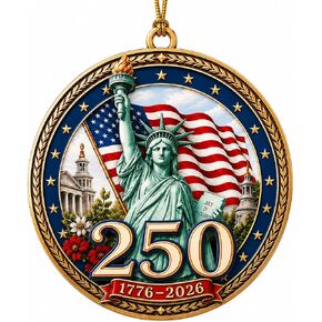 250 Anniversary USA Ornament, Flat Acrylic Bell-Shaped Ornament with Printed 2D Design, America 250 Decorations, Patriotic Ornaments for 4th of July Decorations Indoor in Saudi Arabia