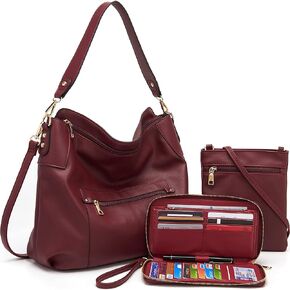Hobo Tote Bag Large with Matching Wallet Set and Multiple Pockets Genuine Leather Crossbody Shoulder Purse for Women in Saudi Arabia