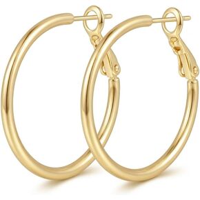 14K Yellow Gold Hoop Earrings for Women Thin Gold Hoops Hypoallergenic Lightweight Large Hoops Earring for Woman 2MMx30/40/50/60MM in Saudi Arabia
