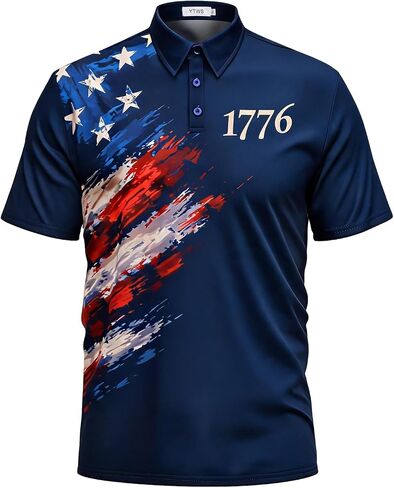 USA Golf Shirt for Men, American Flag Polo, 4th of July Patriotic Graphic Short Sleeve Shirt for Men in Saudi Arabia