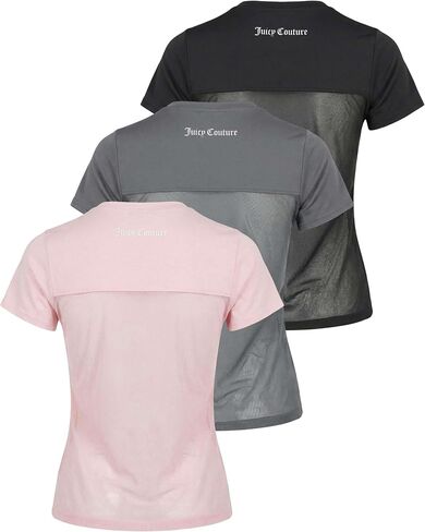 Juicy Couture Women's Mesh Back Short Sleeve Athletic Shirts – Workout Tops for Fitness, Gym, Yoga & Activewear in Kuwait