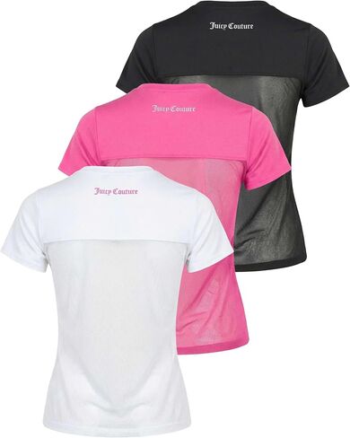 Juicy Couture Women's Mesh Back Short Sleeve Athletic Shirts – Workout Tops for Fitness, Gym, Yoga & Activewear in Kuwait