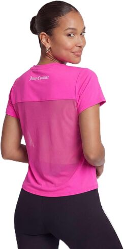 Juicy Couture Women's Mesh Back Short Sleeve Athletic Shirts – Workout Tops for Fitness, Gym, Yoga & Activewear in Kuwait
