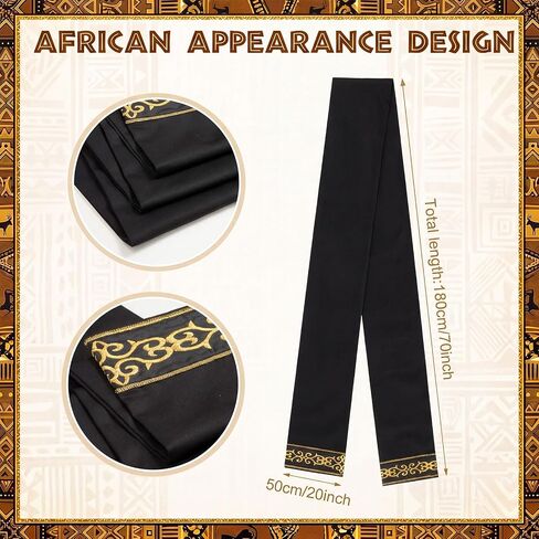 مجموعة Jiuguva 3 قطع من Dashiki الأفريقية للرجال، وشاح Kente Stole وقميص Dashiki 2xl مع وشاح متطابق مع قبعة Kente للتاريخ الأسود in Kuwait