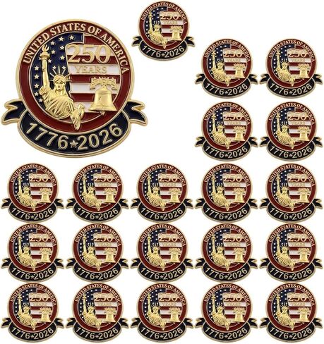 250th Anniversary USA Lapel Pins, 20 Pack 250 Anniversary America Merchandise, Patriotic American Flag Collectible Accessories for Independence Day Gifts in Saudi Arabia