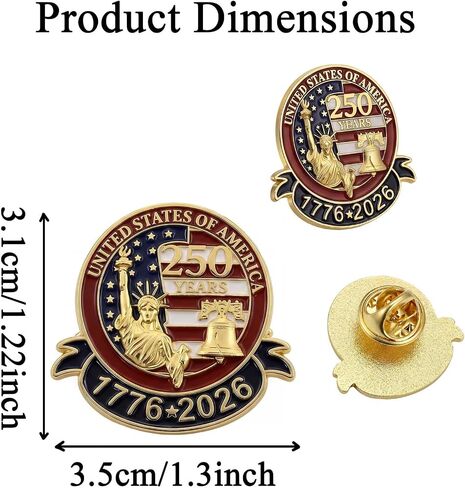 250th Anniversary USA Lapel Pins, 20 Pack 250 Anniversary America Merchandise, Patriotic American Flag Collectible Accessories for Independence Day Gifts in Saudi Arabia