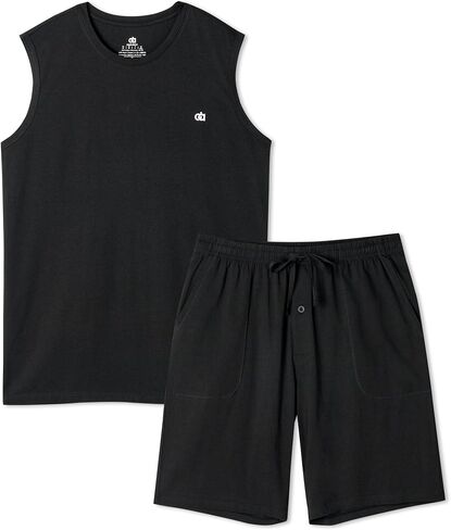 DAVID ARCHY Men’s Pajama Set Tank Top Cooling, Soft, Smooth, Lightweight Loungewear with Pockets for Summer Sleep in Kuwait