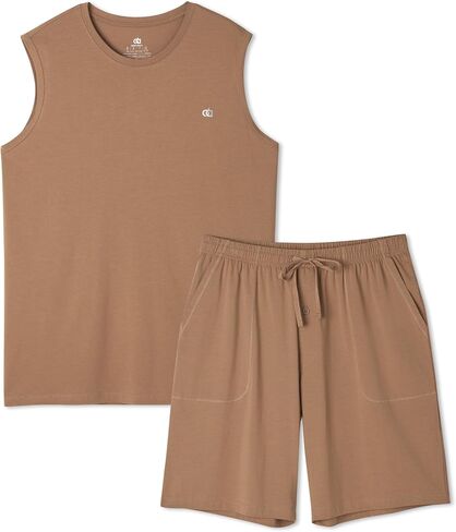 DAVID ARCHY Men’s Pajama Set Tank Top Cooling, Soft, Smooth, Lightweight Loungewear with Pockets for Summer Sleep in Kuwait