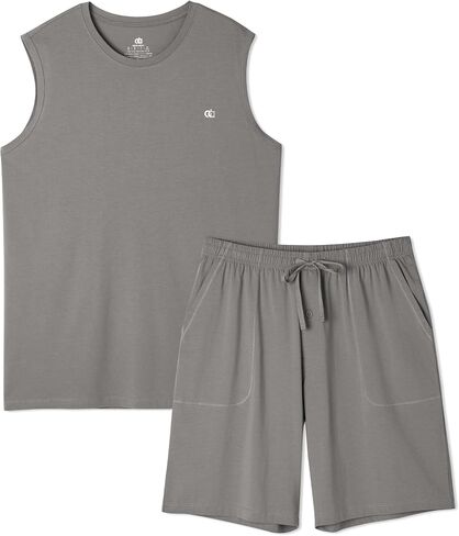 DAVID ARCHY Men’s Pajama Set Tank Top Cooling, Soft, Smooth, Lightweight Loungewear with Pockets for Summer Sleep in Kuwait