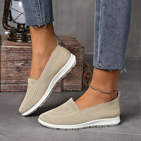 Womens Slip on Walking Shoes Comfort Lightweight Breathable Knit Mesh Casual Shoes Non-Slip Fashion Tennis Running Sneakers in Kuwait