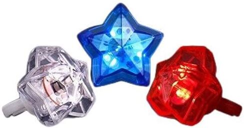 Star Shaped Light Up Rings in Red, White & Blue (Set of 24) in Kuwait