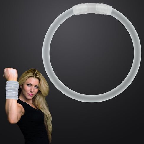 FlashingBlinkyLights Premium White Glow Bracelets 8" (Pack of 100) in Kuwait