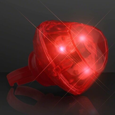 Flashing Huge Heart Shaped Gem Light Up Rings (Set of 24) in Kuwait